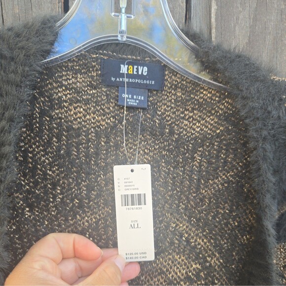 New Maeve Anthropologie Size One Size Fuzzy Cardigan Open Sweater - Picture 4 of 9